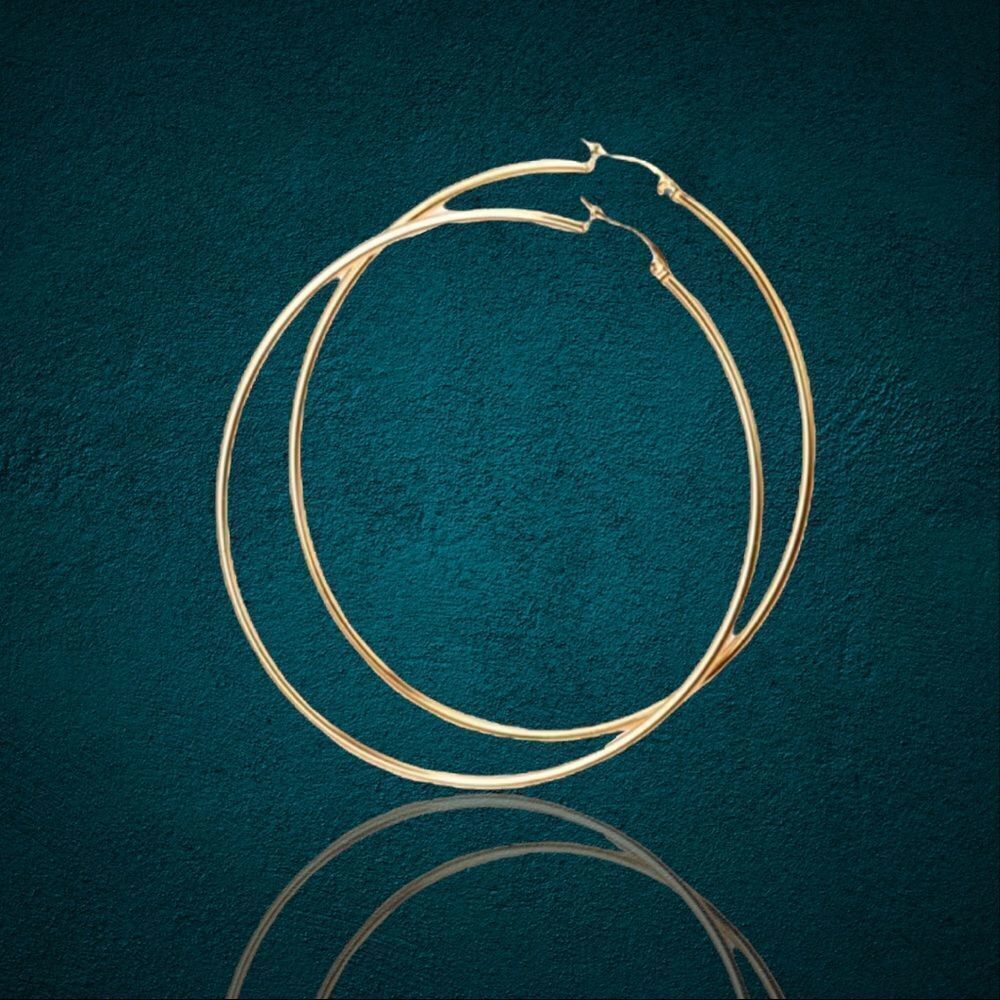 💎076💎 14k Gold‎ Hoop Earrings 1”
